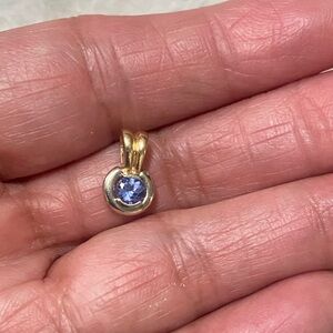 Elegant 2 tone 14k Gold and Natural Tanzanite Pendant
